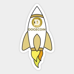 Dogecoin To The Moon Rocket Sticker